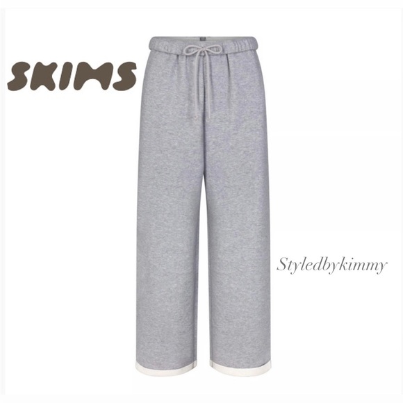 SKIMS Pants - SKIMS COTTON FLEECE CLASSIC STRAIGHT LEG PANTS SWEATPANTS HEATHER GREY M Medium